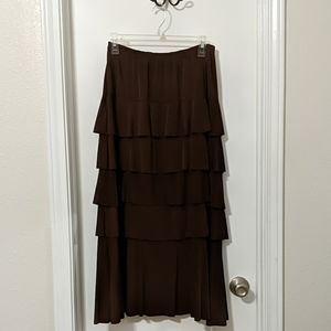 Brown Skirt w/ 5 Ruffles XL EUC